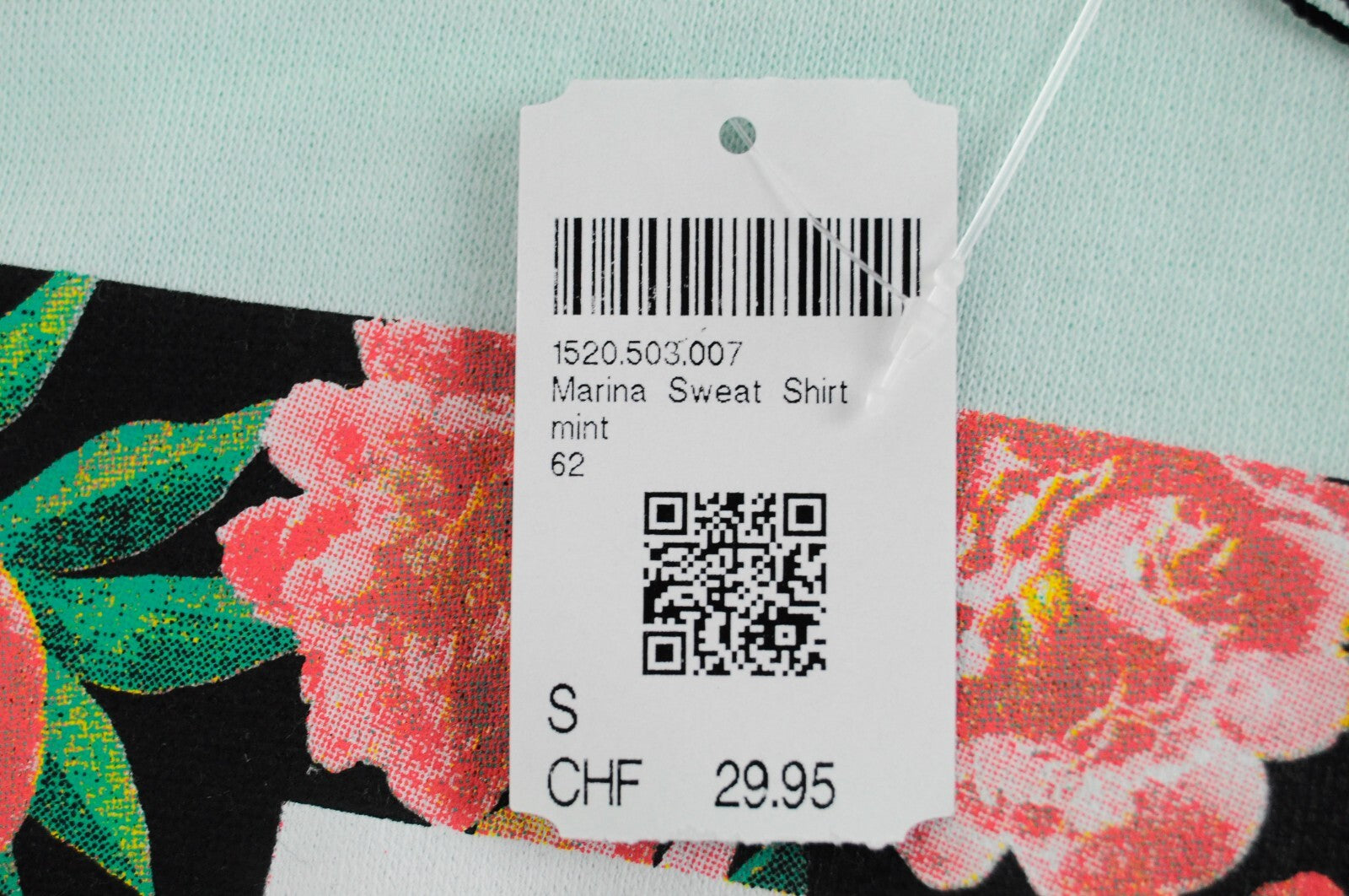 DNN moteriškas megztinis S dydžio, mėtinės mėlynos spalvos, ilgomis rankovėmis, medvilninis šūkio dizainas 