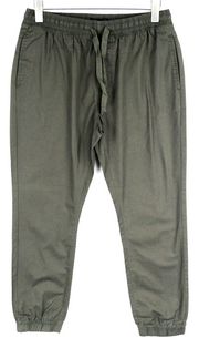 Brave Soul Mens Trousers 32 Green Khaki Pull-On Cotton Drawstring Waistband