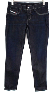 Diesel Livier-S 084QI moteriški džinsai W29 tamsiai mėlyni, aptempti, tamprūs užtrauktukai 