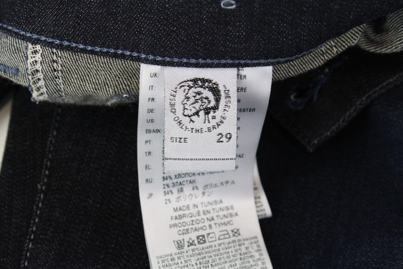 Diesel Livier-S 084QI moteriški džinsai W29 tamsiai mėlyni, aptempti, tamprūs užtrauktukai 