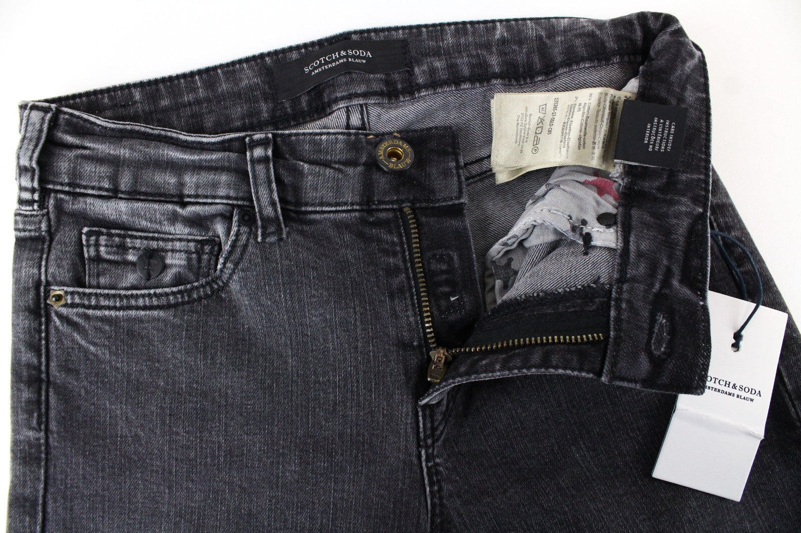 Scotch &amp; Soda moteriški džinsai W24/L32 pilki, dirbtinai sendinti, tiesūs, tamprūs. 