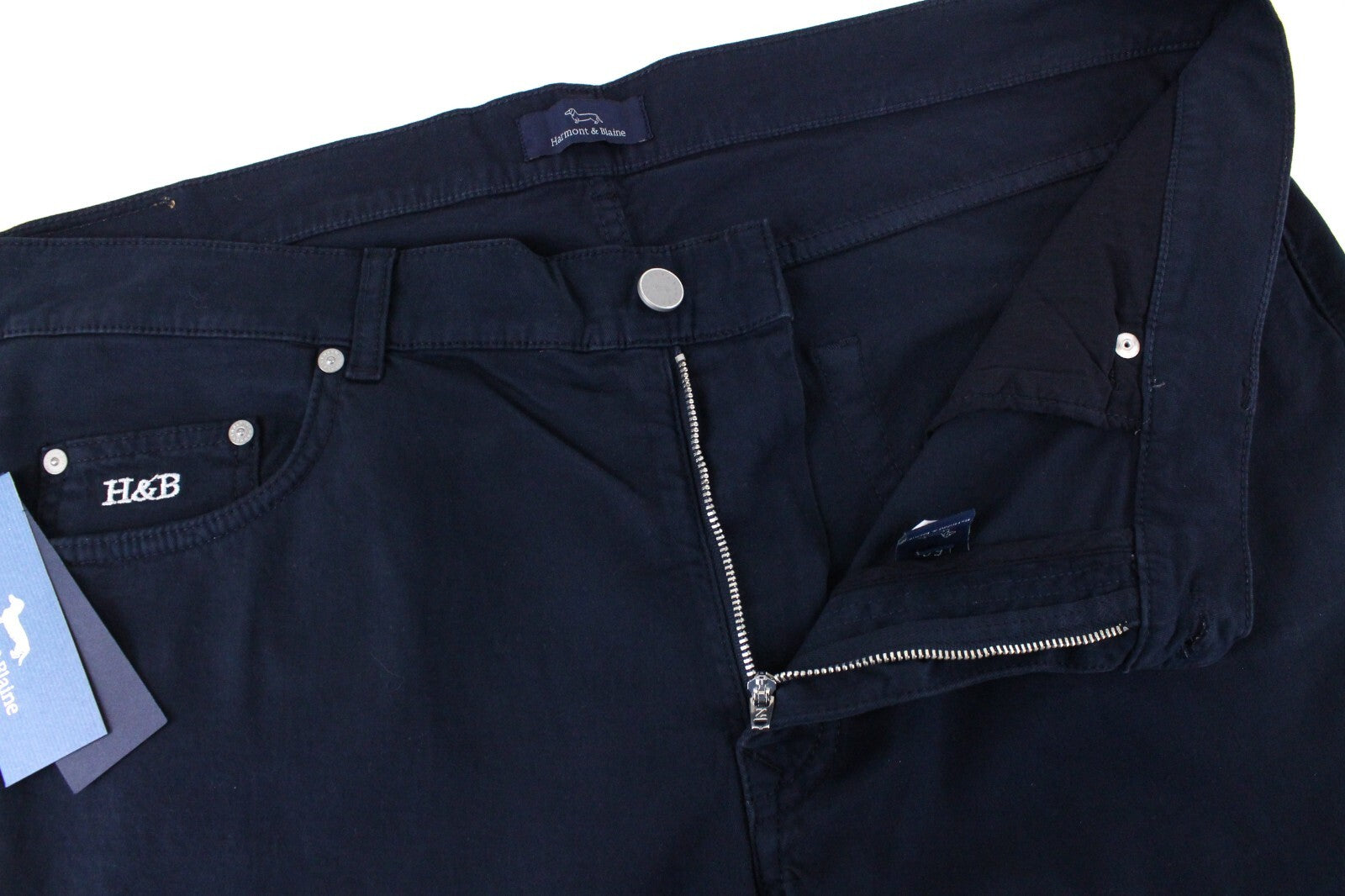 Harmont & Blaine Mens Pants IT56 Navy Cotton  Stretch Classic Zip-Fly