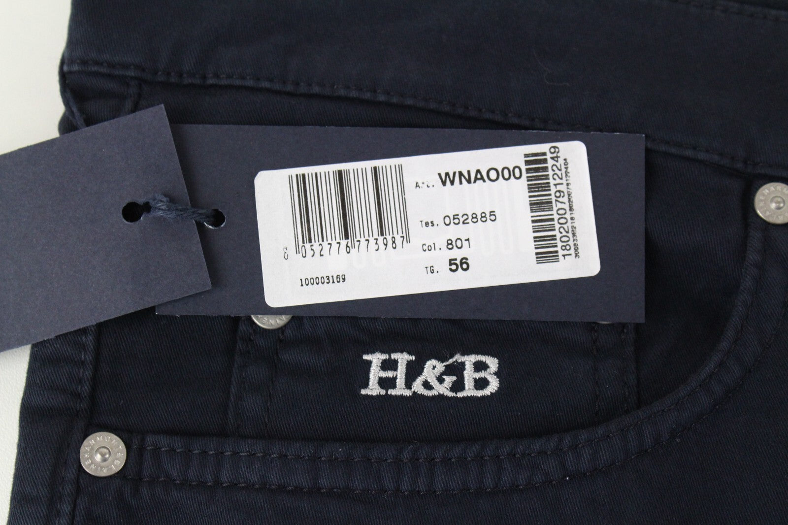 Harmont & Blaine Mens Pants IT56 Navy Cotton  Stretch Classic Zip-Fly