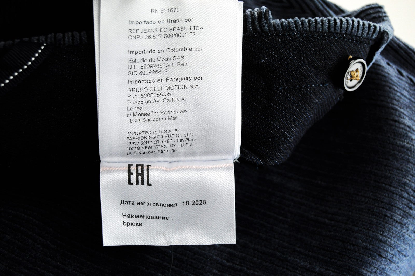 REPLAY Trousers Mens W34/L30 Blue Cotton Stretch Corduroy Regular