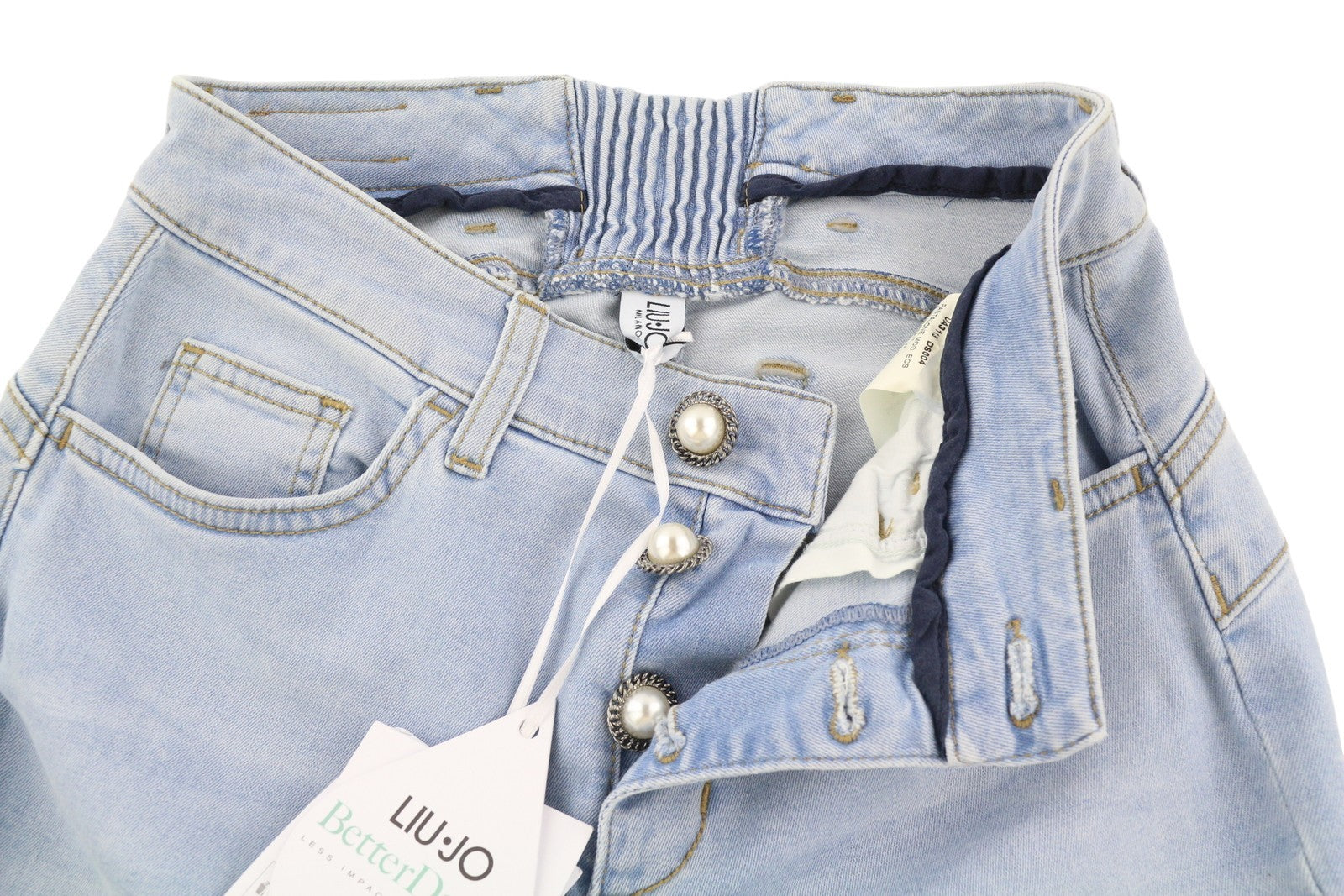 LIU JO Parfait Women Jeans W28 Organic Washed Blue Denim Buttoned Bootcut Fit
