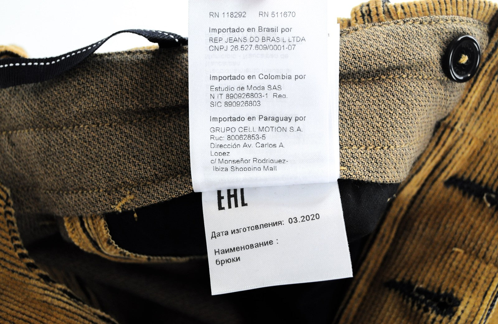 REPLAY Brown Corduroy W31 L30 Trousers Mens Stretch Cotton Button Front Style