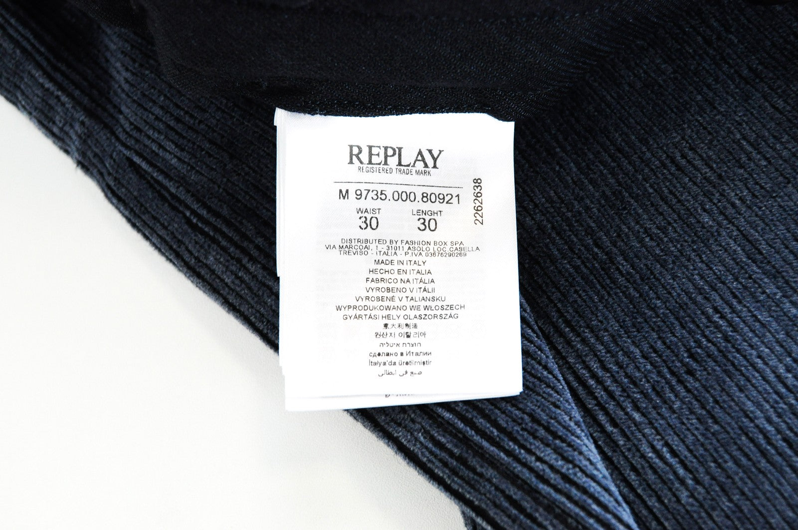 REPLAY W30 L30 Blue Corduroy Trousers Mens Cotton  Regular Stretch