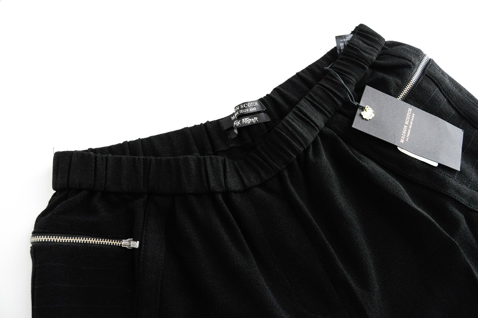 MAISON SCOTCH Pull-On Womens's Trousers M Black Stretch Waist Zip Pocket Pants