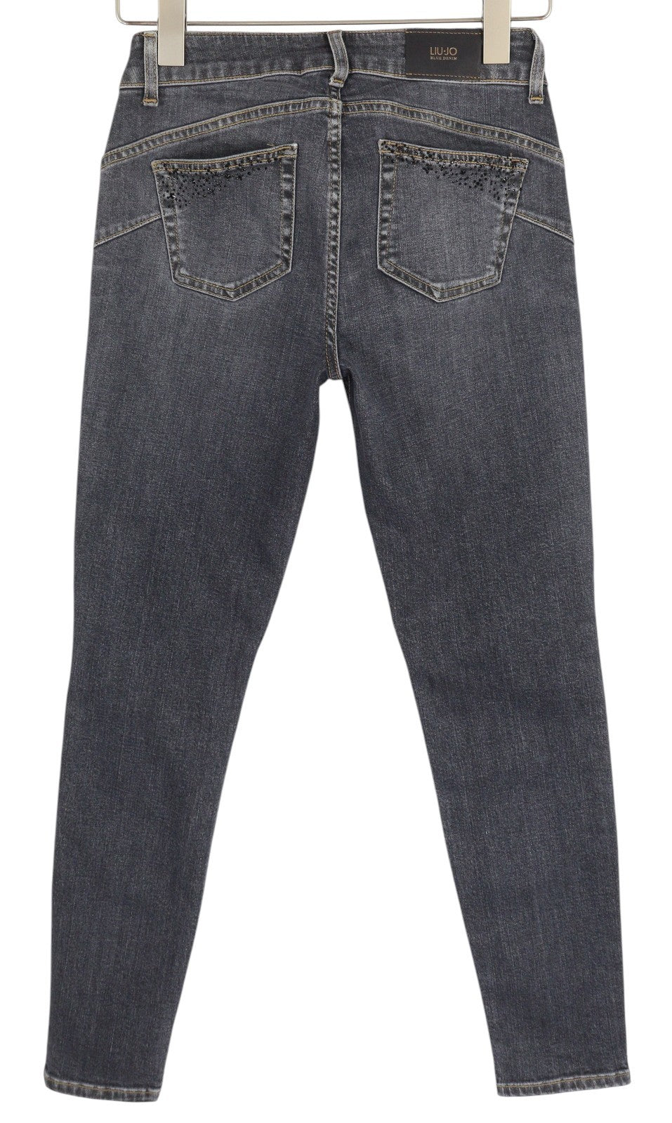 LIU JO Divine Women Jeans W28 Skinny Fit Washed Denim Grey Beads Details Zip