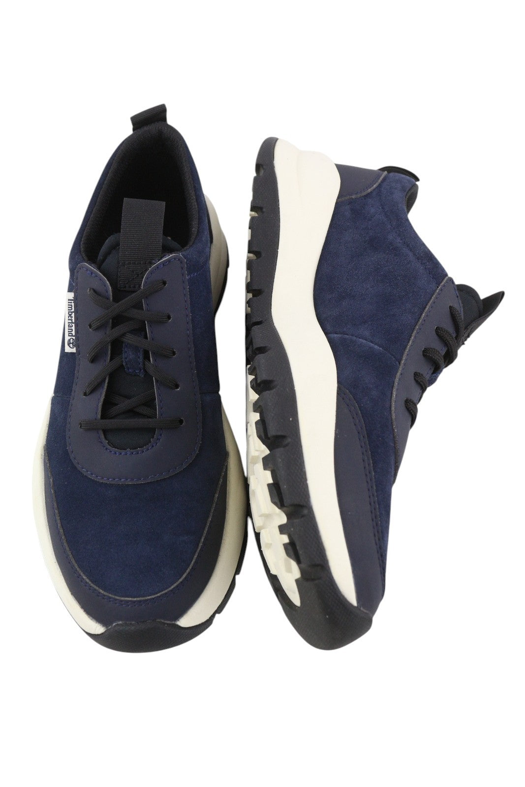 TIMBERLAND A24RX vyriški sportbačiai, EU41/42, tamsiai mėlyni, odiniai, žemakulniai bateliai su migdolų nosimis. 