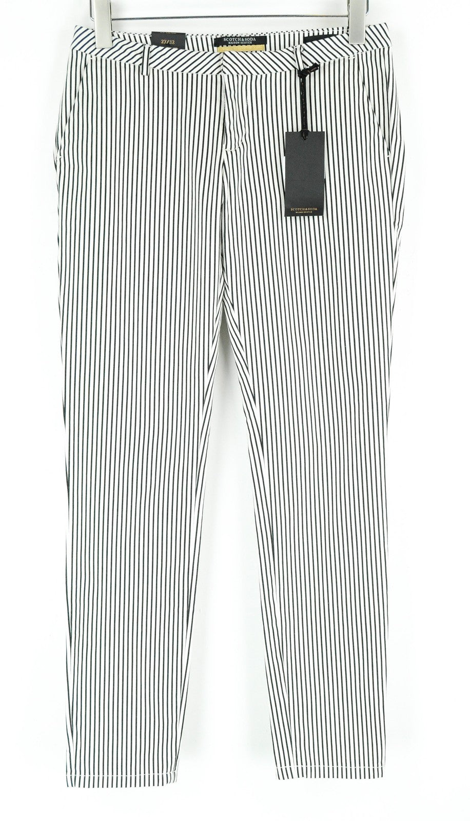 MAISON SCOTCH Slim Chino Womens's Trousers W27 L32 White Black Striped Cotton