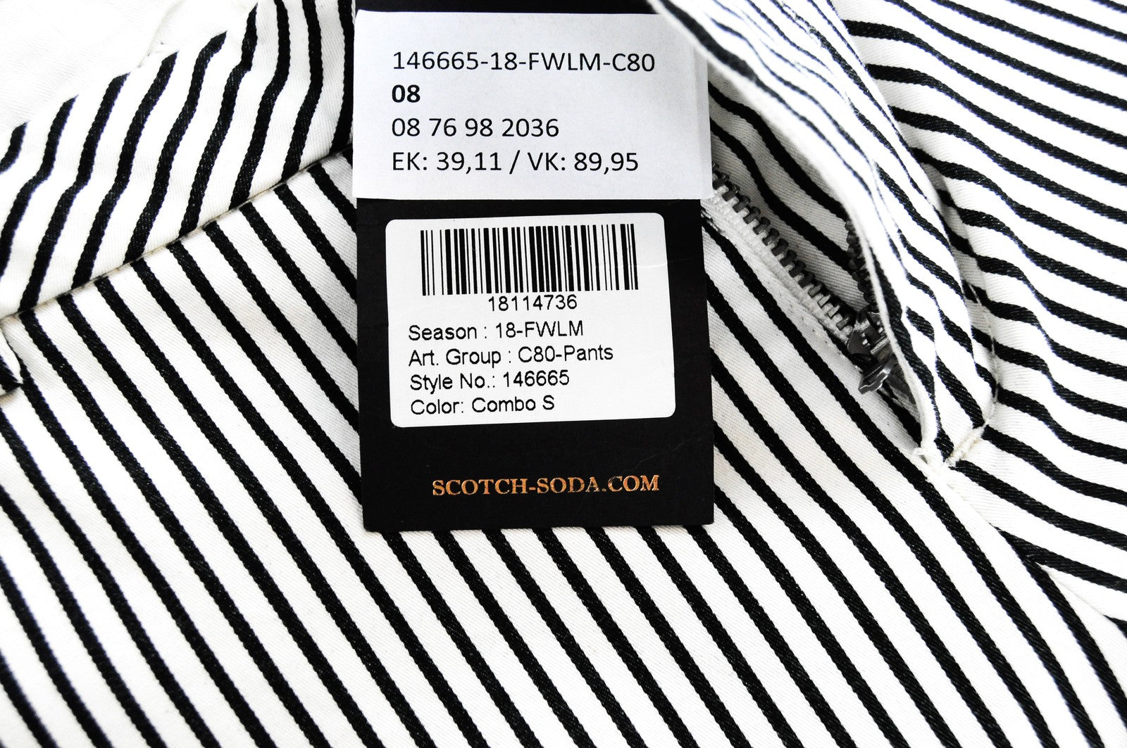 MAISON SCOTCH Slim Chino Womens's Trousers W27 L32 White Black Striped Cotton