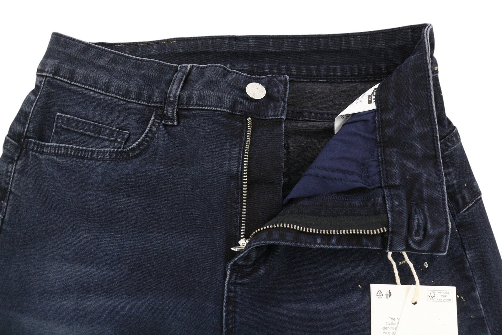 LIU JO New Classy Women Jeans W28 Slim Washed Denim Blue Painted Ankle Length