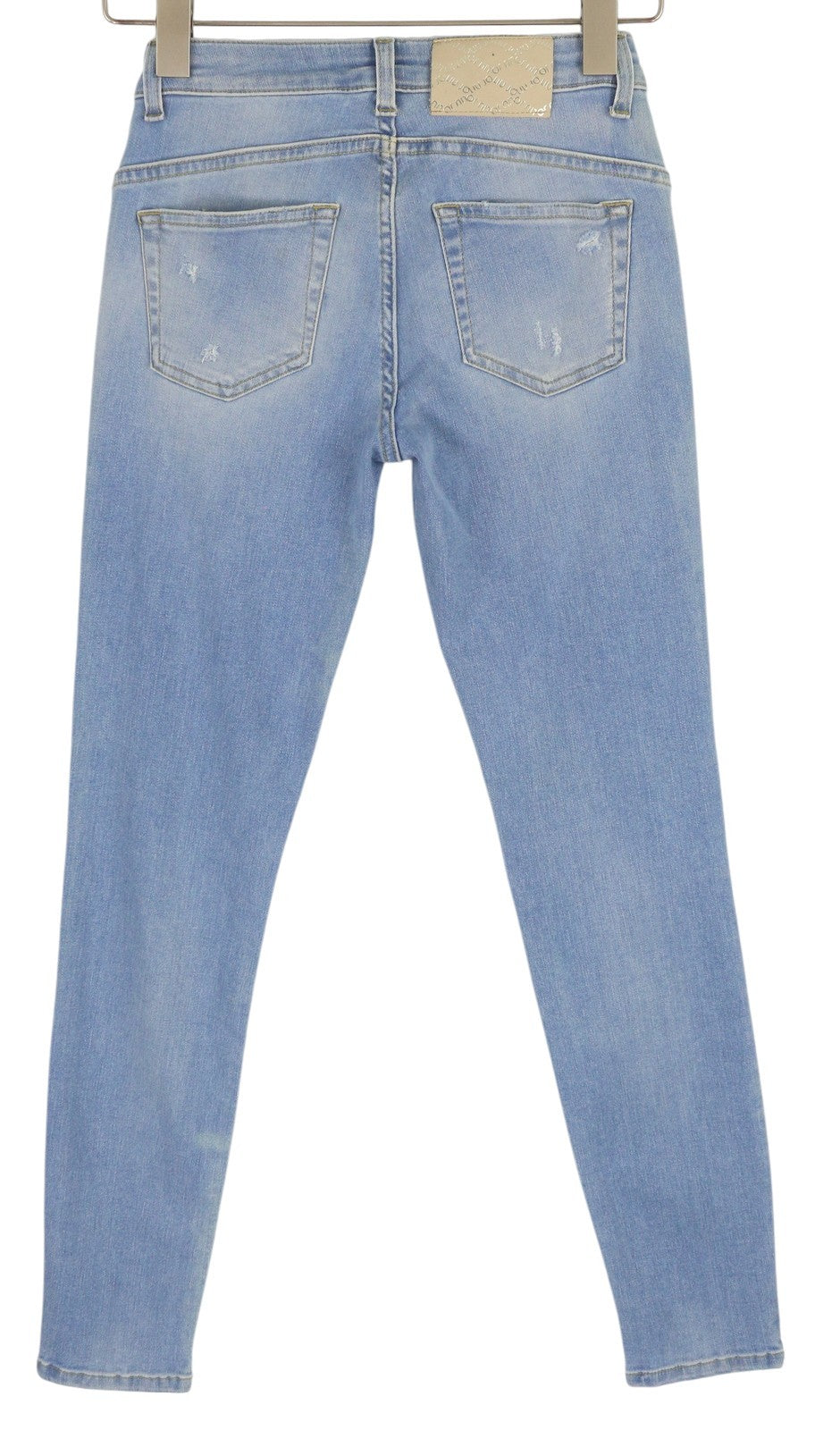 LIU JO Evita Women Jeans W28 Skinny Fit Washed Denim Blue Ripped Distress Logo