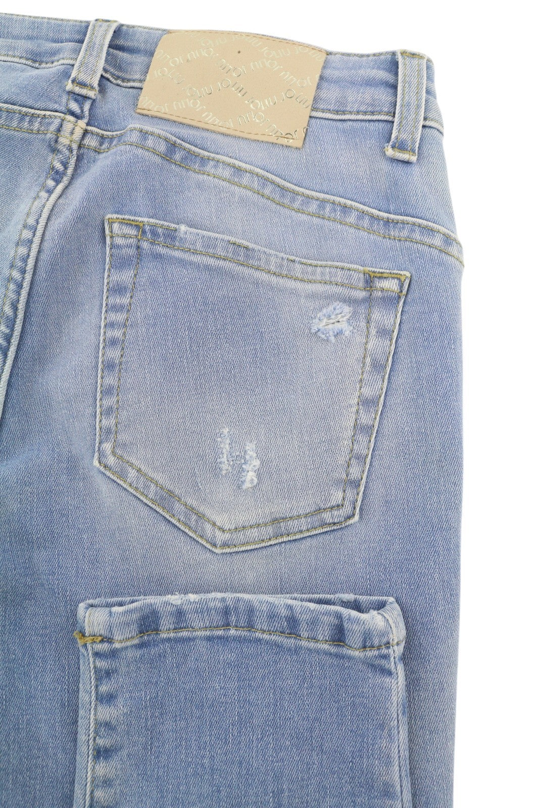 LIU JO Evita Women Jeans W28 Skinny Fit Washed Denim Blue Ripped Distress Logo