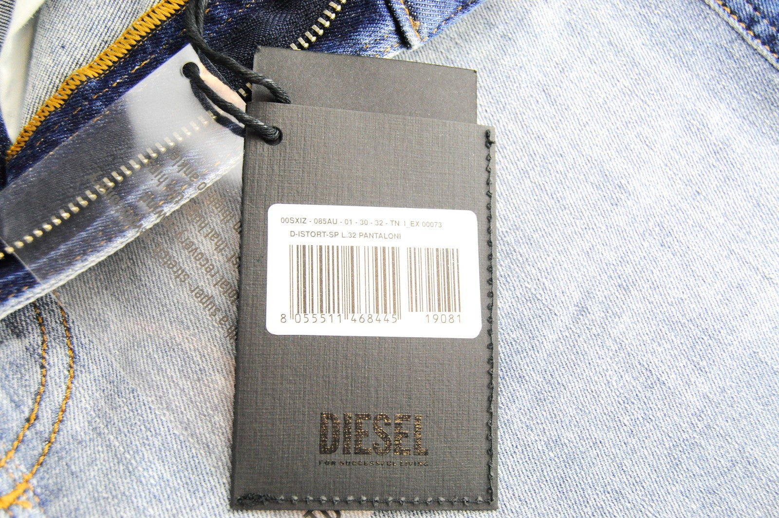 DIESEL D-Istort-SP 085AU W30 L32 vyriški itin aptempti džinsai, mėlyni, tamprūs medvilniniai 
