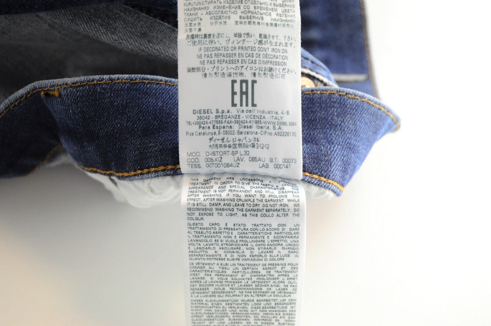 DIESEL D-Istort-SP 085AU W30 L32 vyriški itin aptempti džinsai, mėlyni, tamprūs medvilniniai 