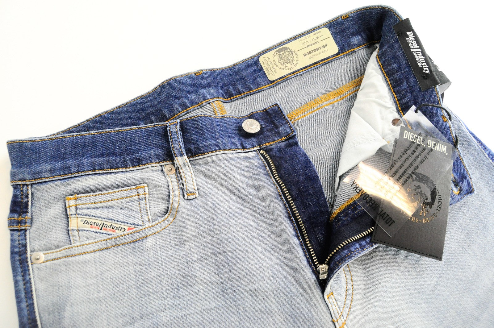 DIESEL D-Istort-SP 085AU W31 L32 vyriški aptempti džinsai, mėlyni, skalbta, tampri medvilnė 