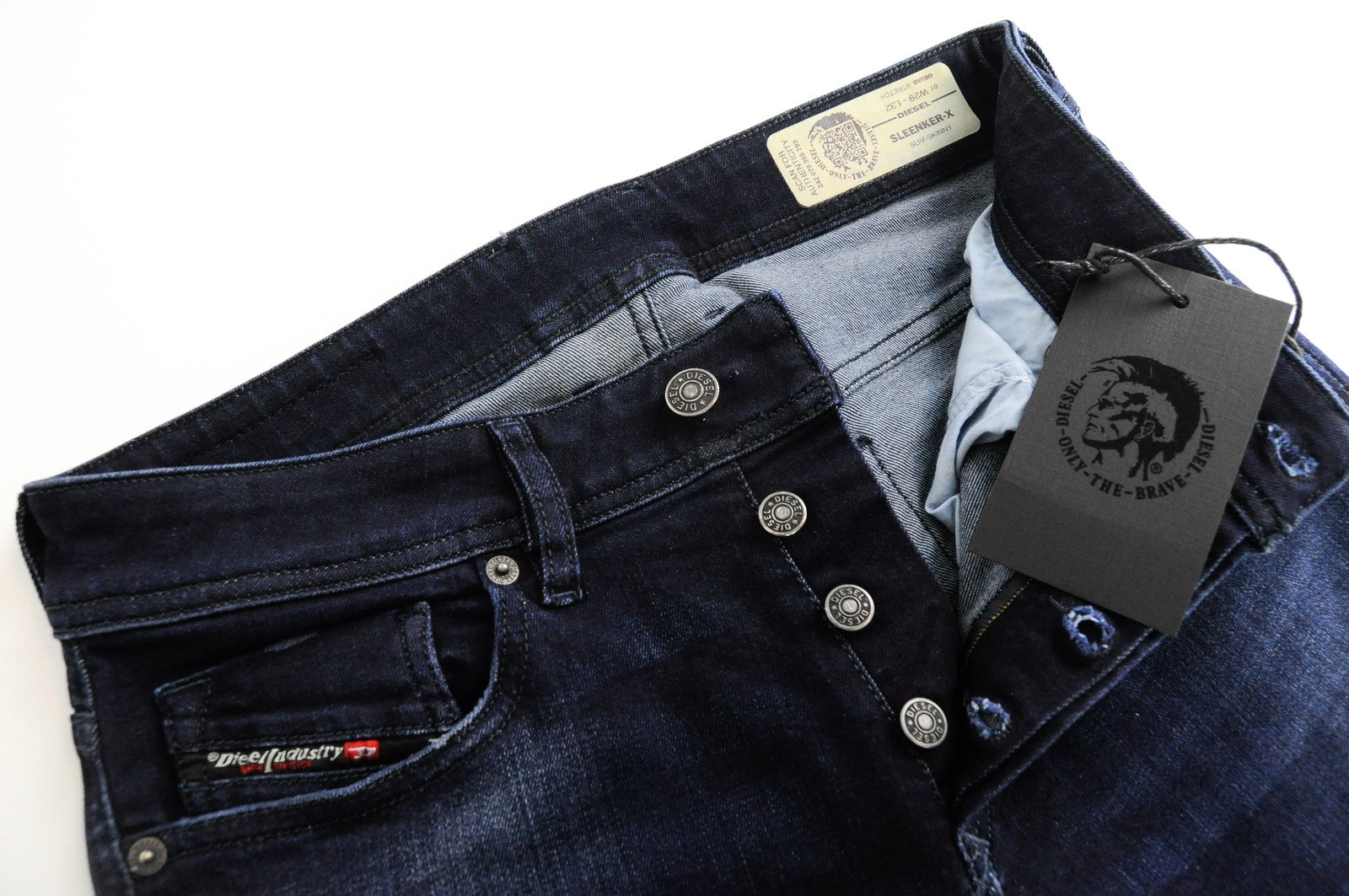 DIESEL Sleenker-X 083AG Skinny Slim vyriški džinsai W29 L32 tamsiai mėlyni, tamprūs 