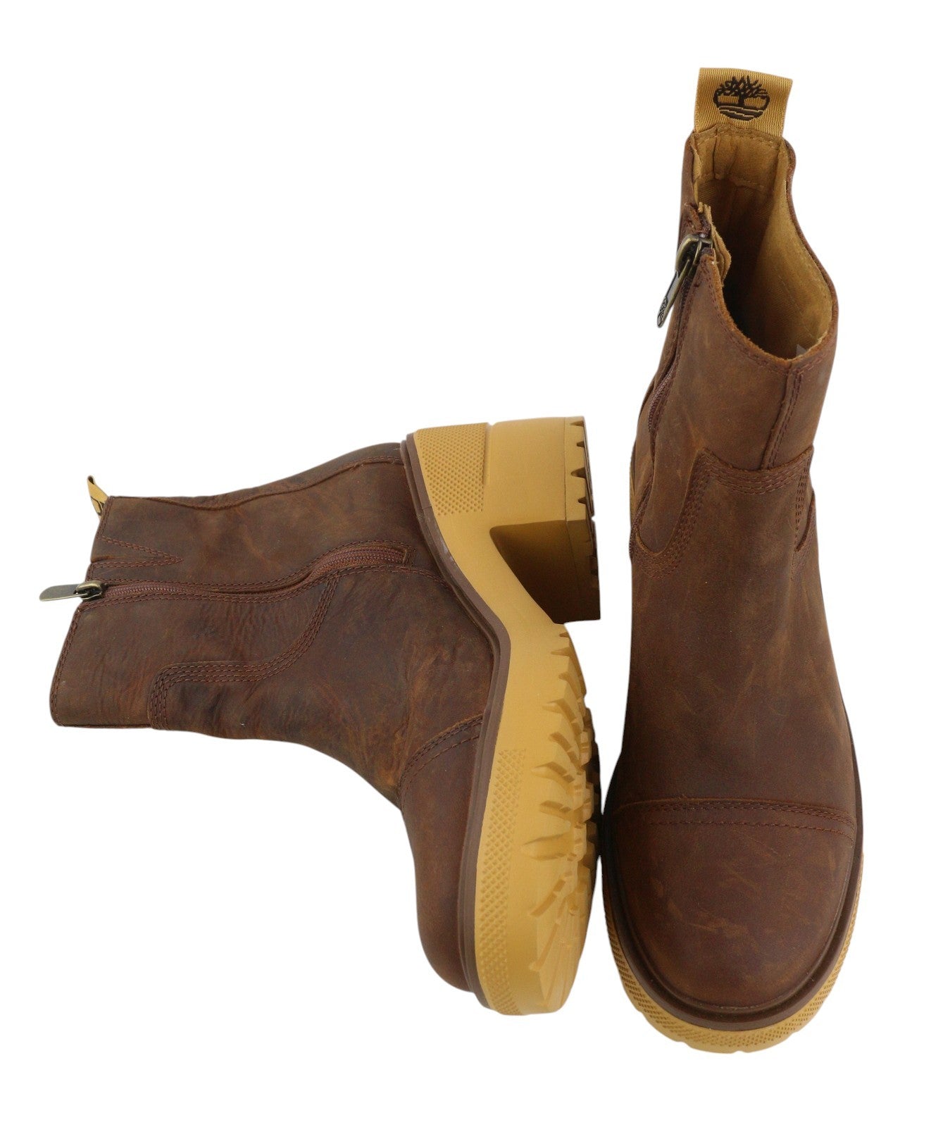 TIMBERLAND A25BV moteriški aulinukai, rudi, odiniai, 39/40 dydžio, su kulniuku, sendinto stiliaus, vidutinio aukščio. 