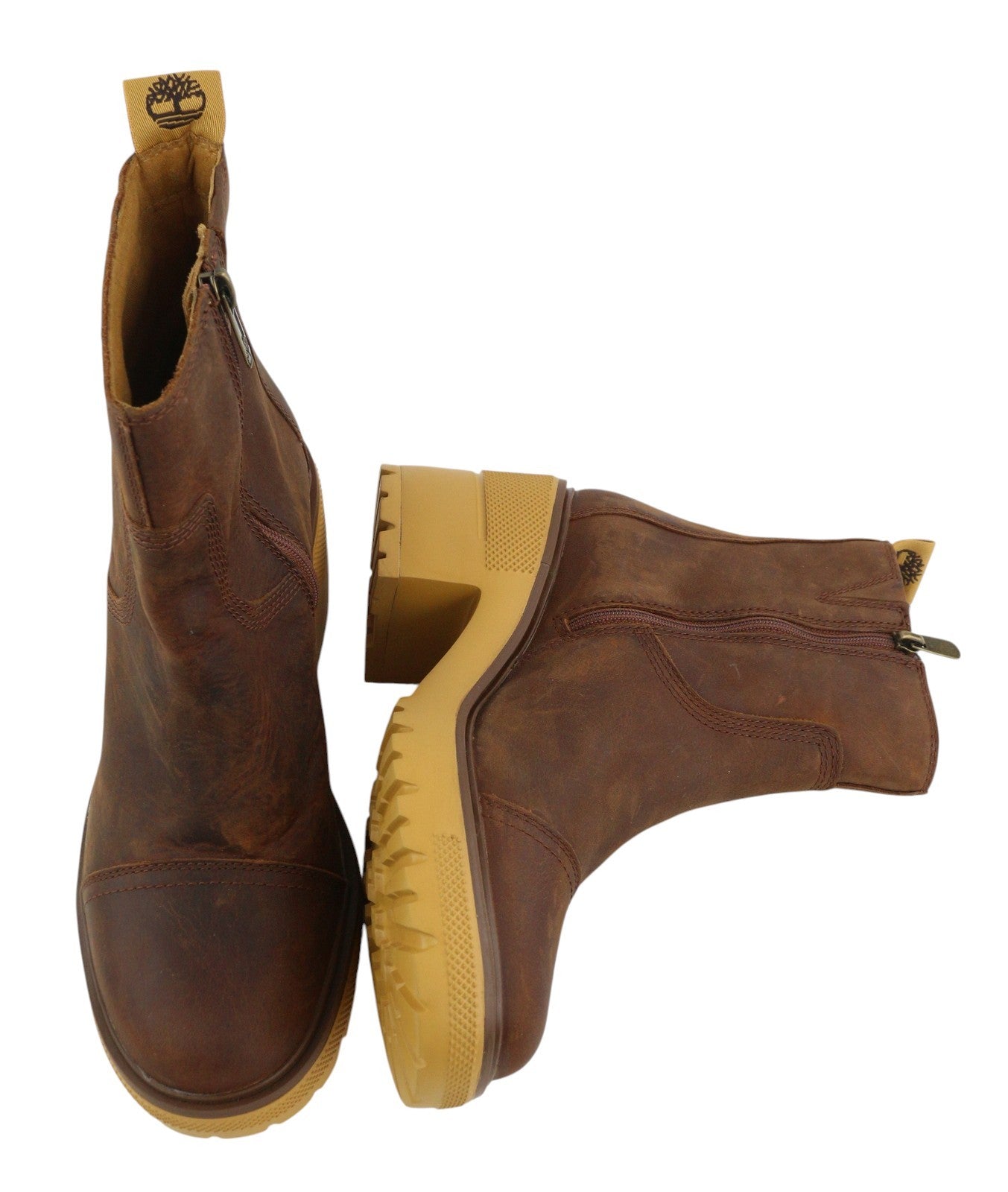 TIMBERLAND A25BV moteriški aulinukai, rudi, odiniai, 39/40 dydžio, su kulniuku, sendinto stiliaus, vidutinio aukščio. 