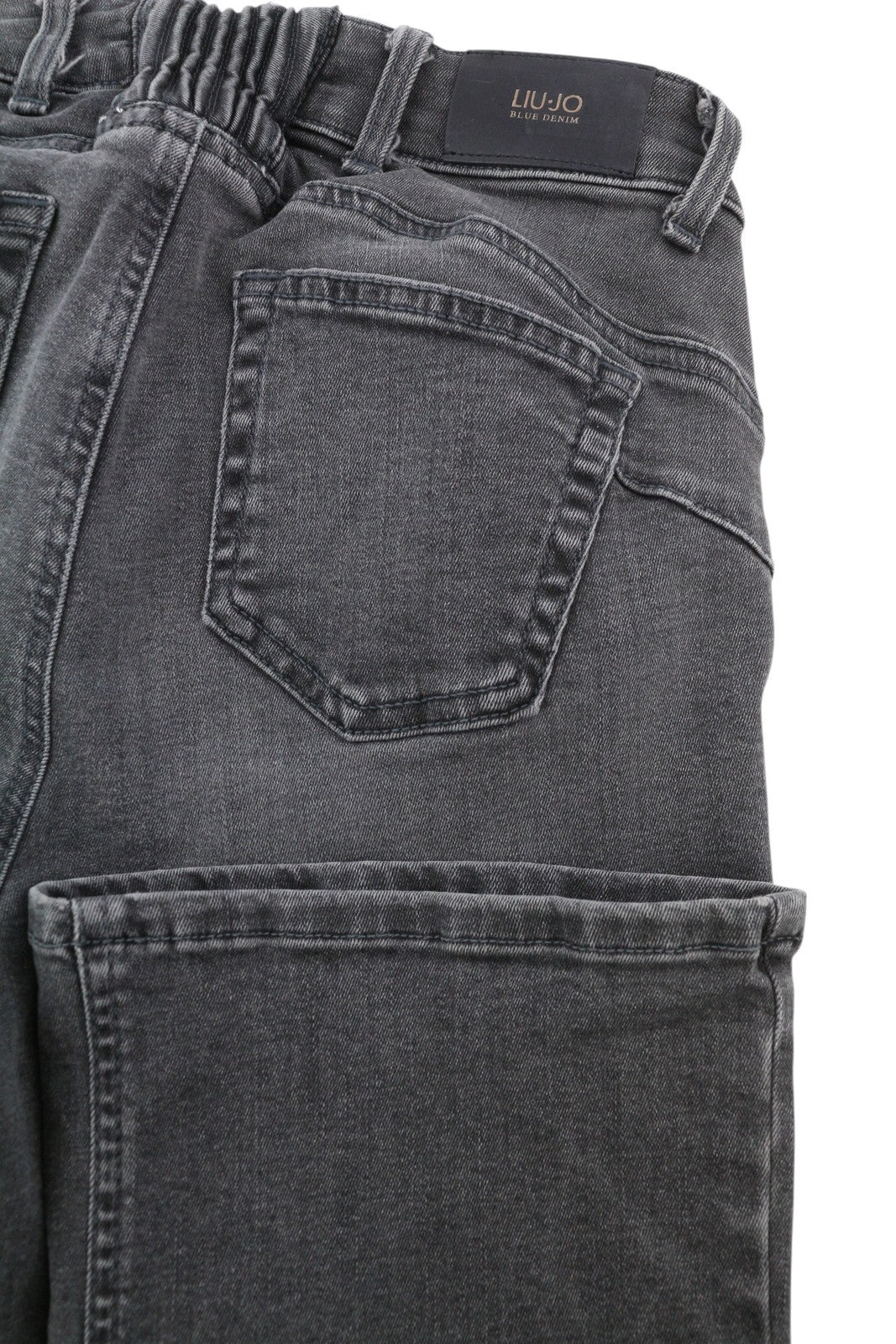 LIU JO Up Fly Women Jeans W28 Bootcut Fit Washed Denim Grey Button Fly Logo