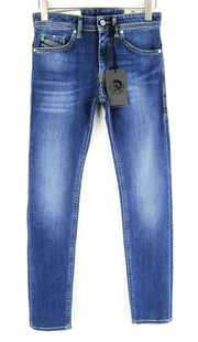 DIESEL Thommer 0870F W27 L32 vyriški džinsai, ploni, siauri mėlyni, 5 kišenių elastingi 