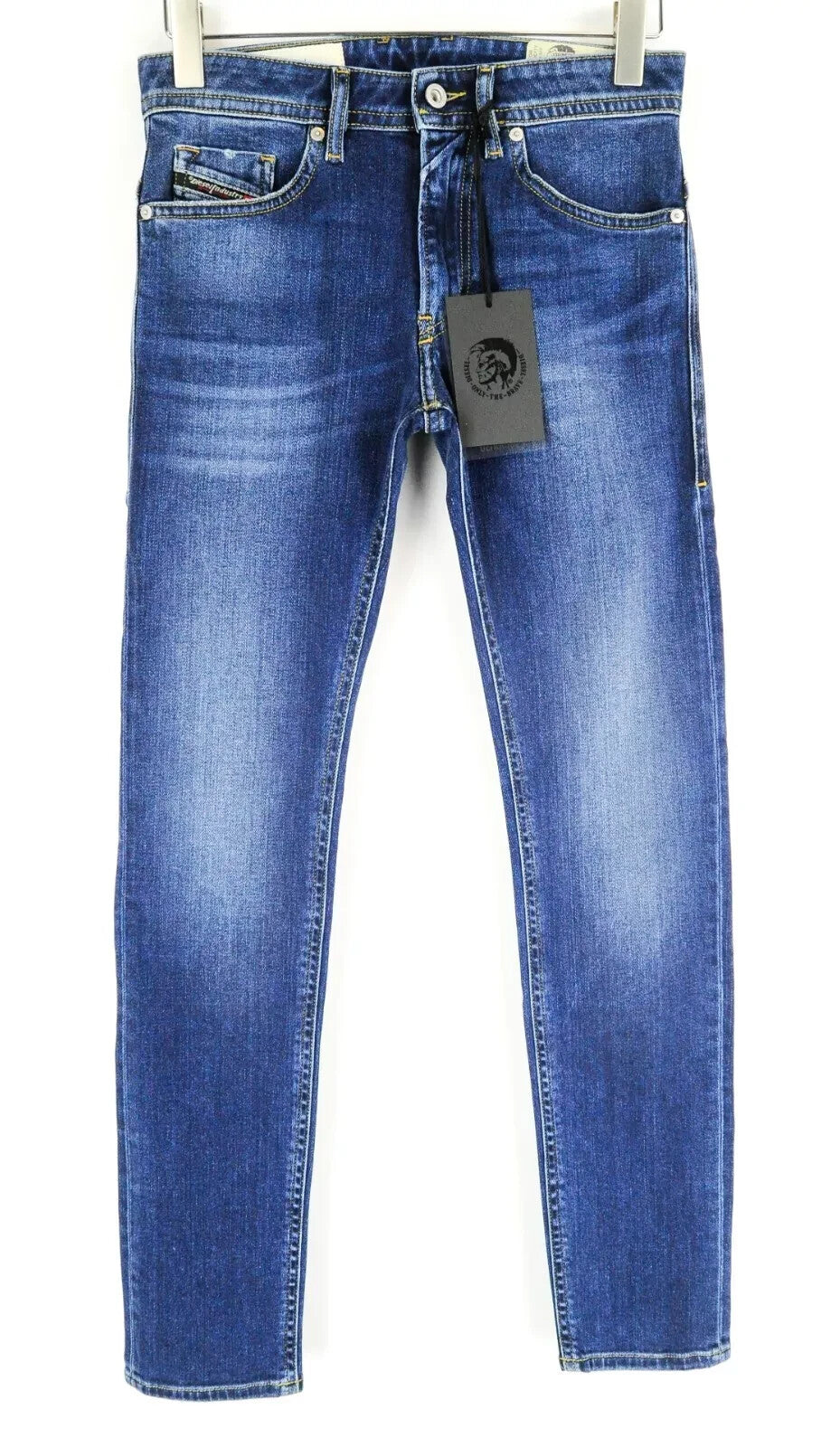 DIESEL Thommer 0870F W27 L32 vyriški džinsai, ploni, siauri mėlyni, 5 kišenių elastingi 