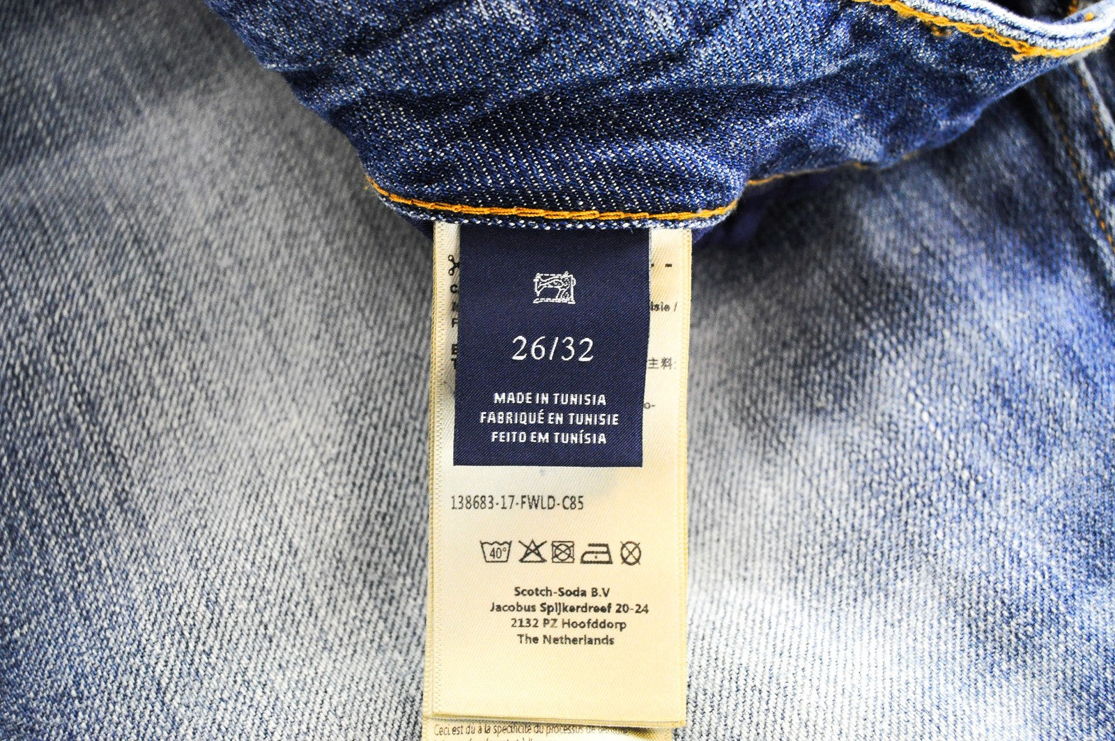 SCOTCH &amp; SODA Bandit Taper moteriški džinsai W26 L32 mėlyni skalbtos medvilnės lino Slim