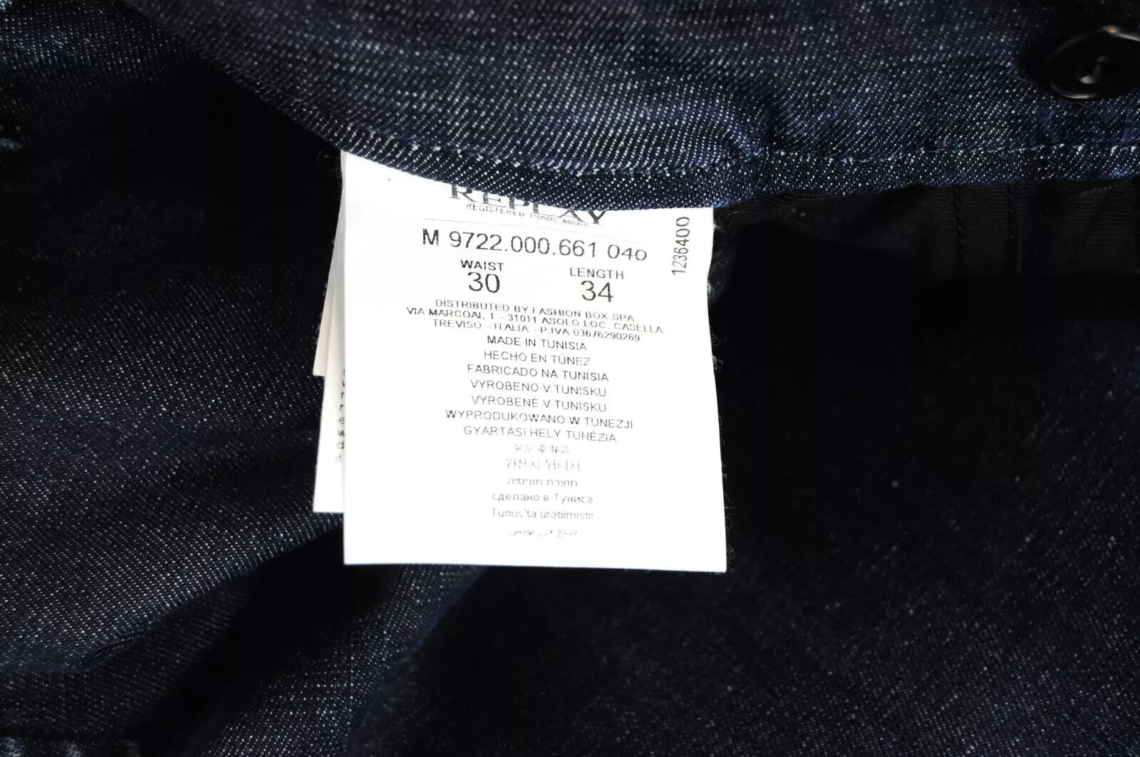 REPLAY Benni Chino džinsai vyrams W30 L34 Slim Stretch mėlynos medvilnės leidimas 