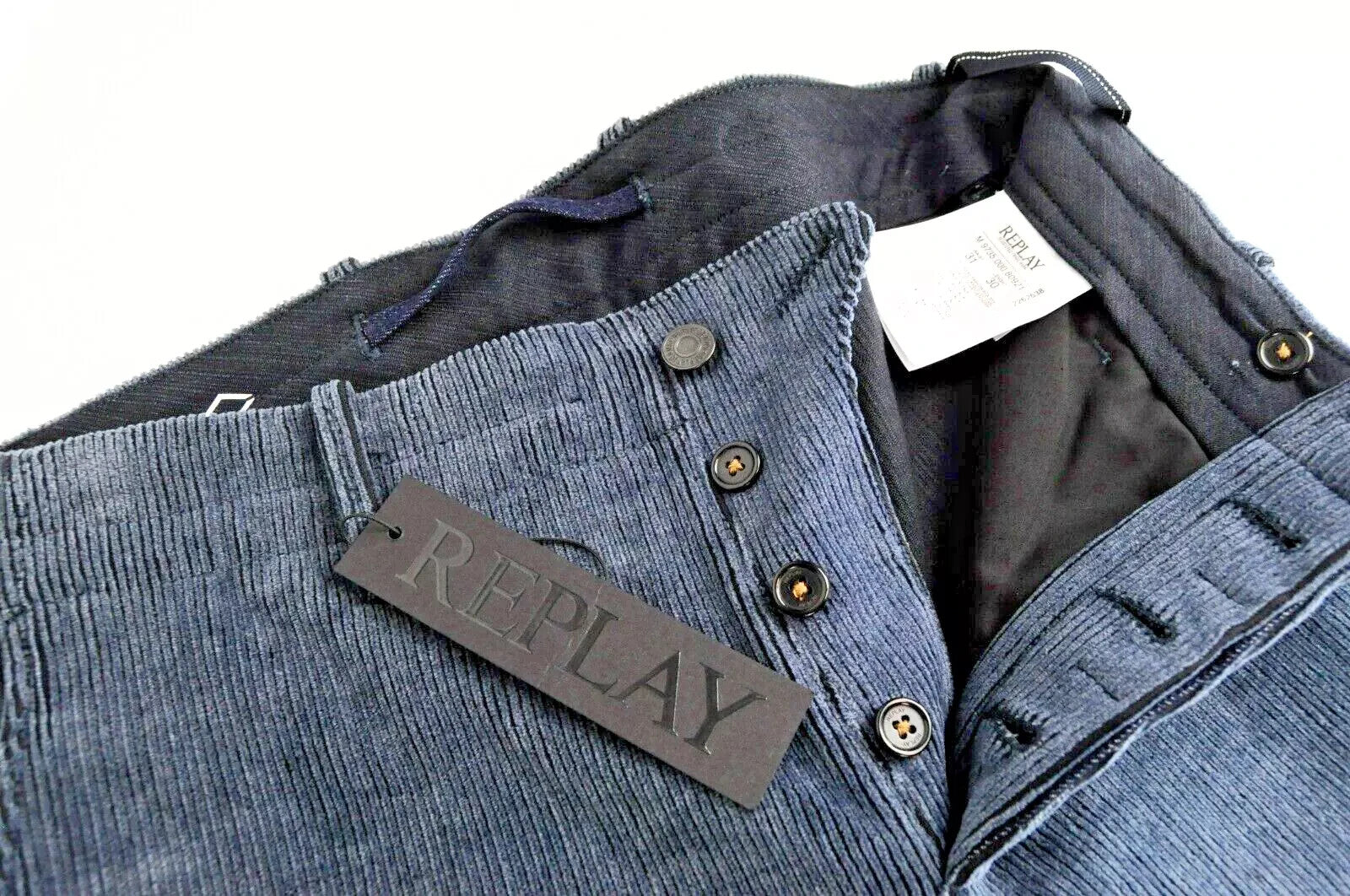REPLAY Corduroy Trousers Mens W31 L30 Blue Cotton  Stretch Regular