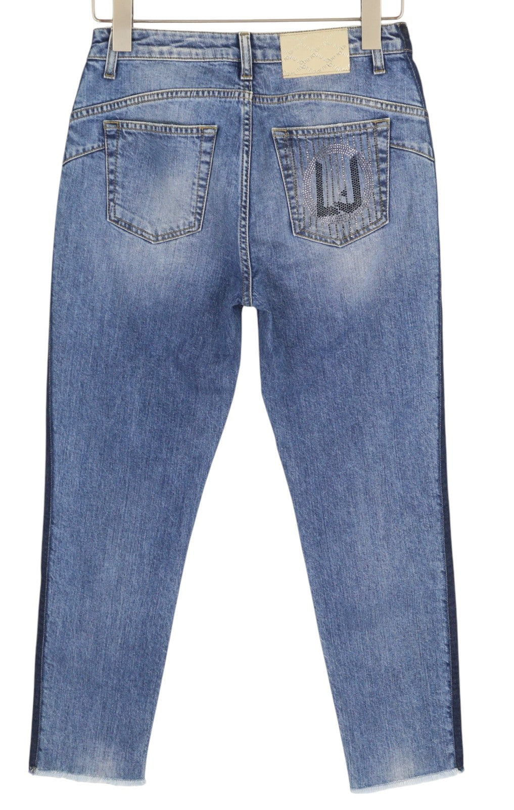 LIU JO Cute Women Jeans W28 Denim Blue Washed Ankle Length Skinny Fit Rhinestone