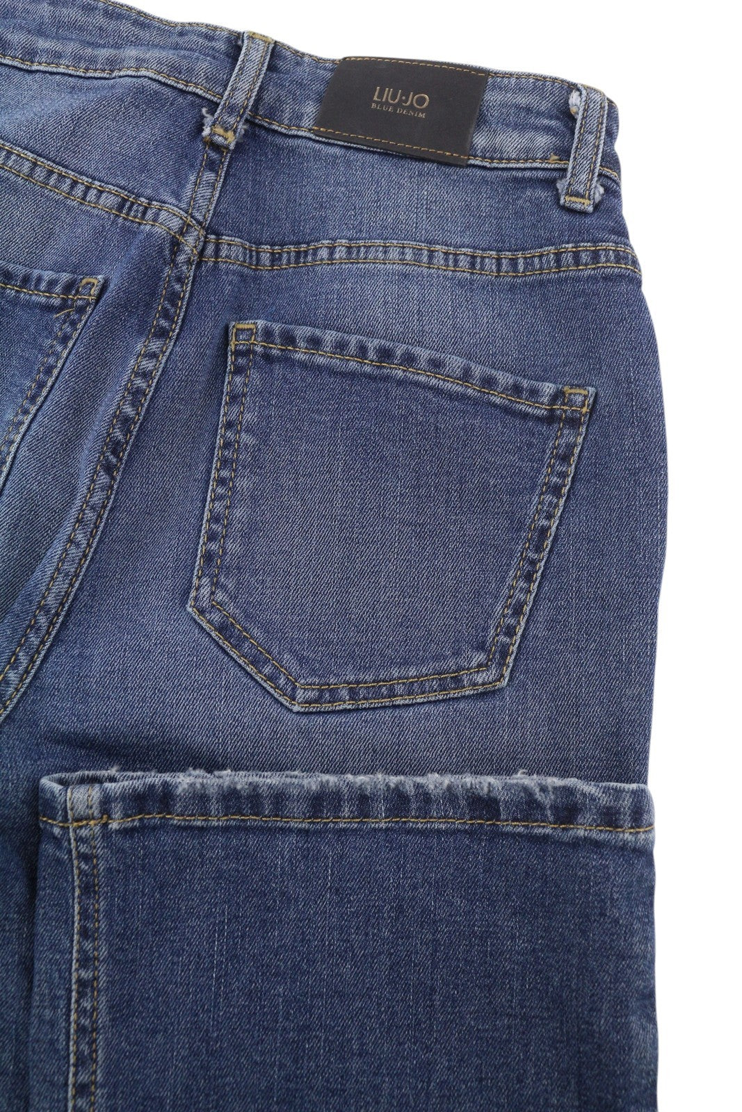 LIU JO Microflair Women Jeans W28 Denim Blue Ripped Distress Bootcut Fit Zip