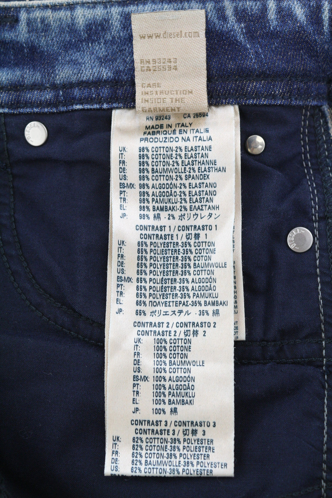 DIESEL Reen 0855T moteriški džinsai W26/L30 Straight Regular riboto leidimo su pataisymais 