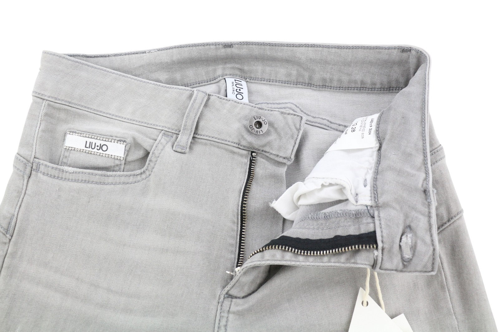 LIU JO Divine Women Jeans W28 Denim Grey Washed Skinny Fit Zip Fly Logo