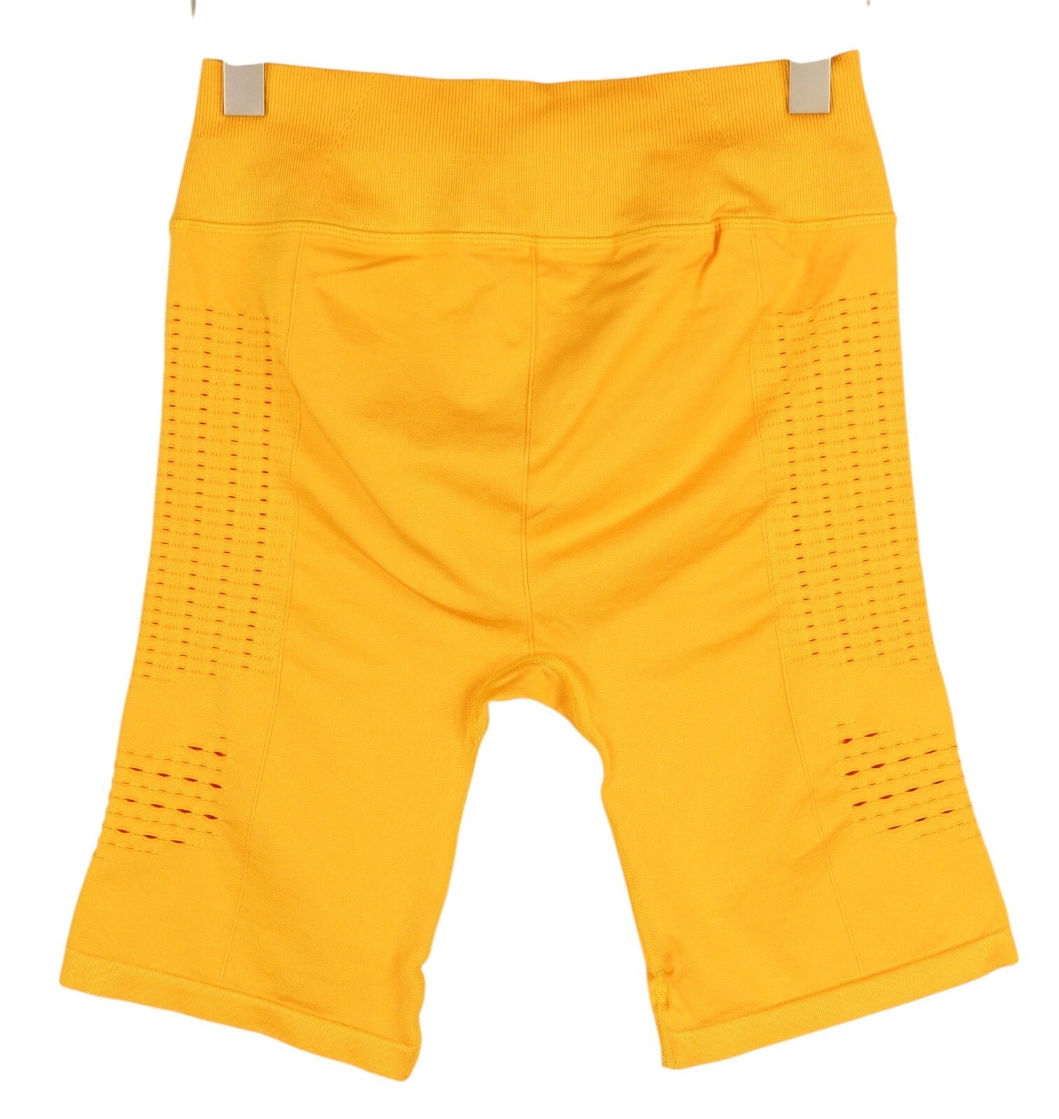 GYMSHARK Glow moteriški šortai XL dydžio, geltoni, besiūliai, tamprūs, aukštu juosmeniu, iškirpte. 