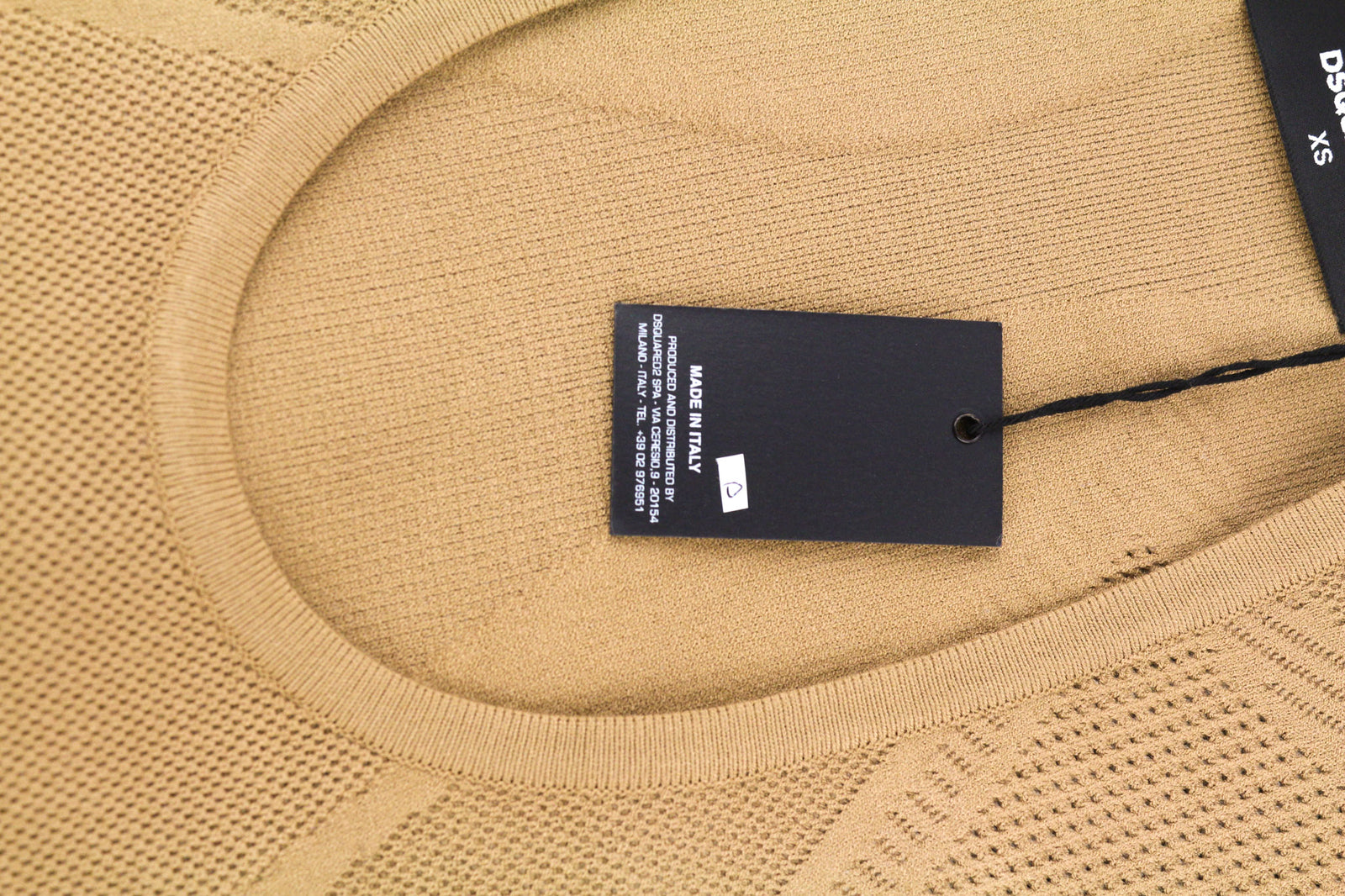 DSQUARED2 moteriška suknelė XS, gelsvai ruda, be rankovių, ilga, prie kūno priglundanti, surišama šonuose. 