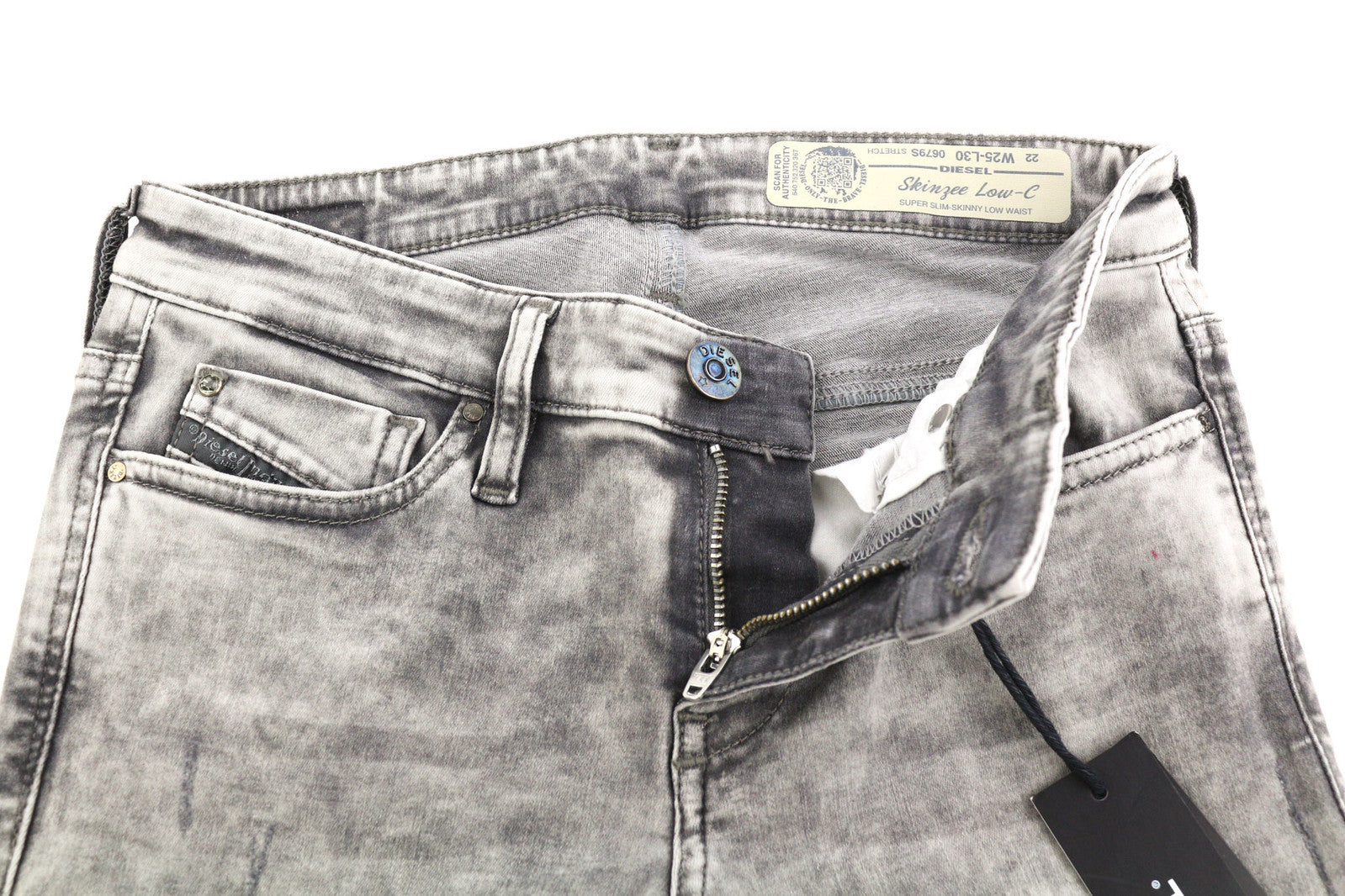 DIESEL Skinzee Low-C 0679C Women Jeans W25/L30 Super Slim Skinny Low Waist Grey