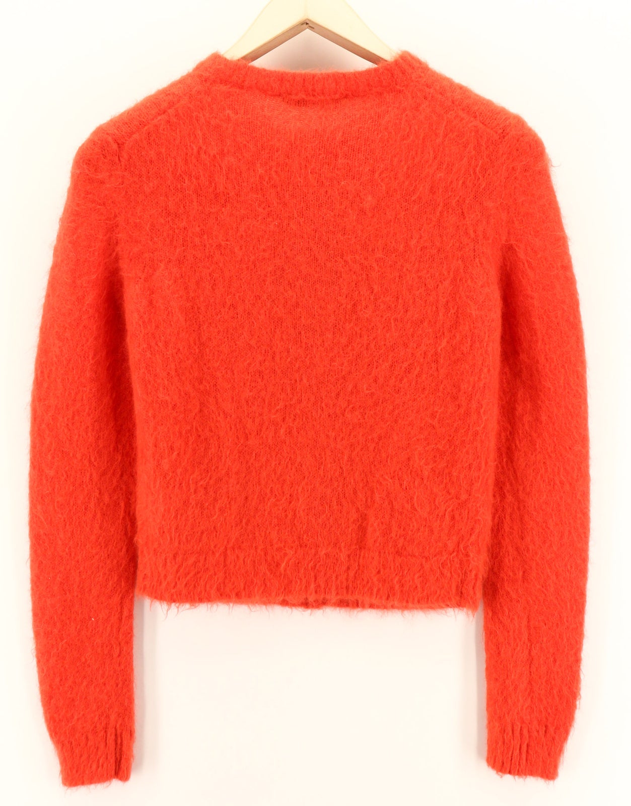 DSQUARED2 moteriškas megztinis S dydžio, raudonas moherio mišinio vilnos kardiganas ilgomis rankovėmis su sagomis 