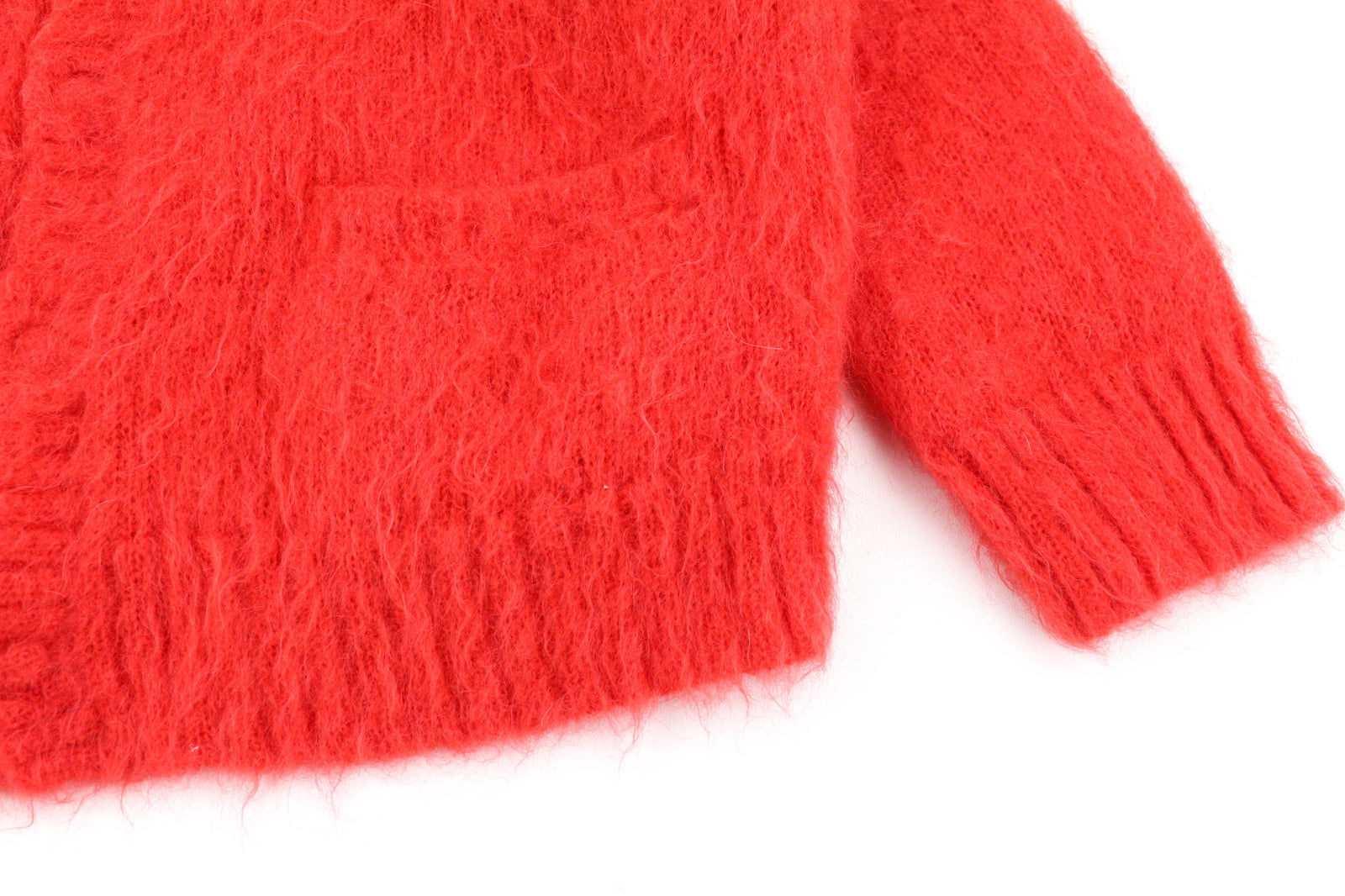 DSQUARED2 moteriškas megztinis S dydžio, raudonas moherio mišinio vilnos kardiganas ilgomis rankovėmis su sagomis 