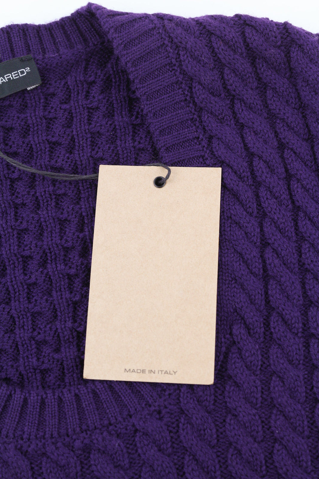 DSQUARED2 moteriškas megztinis S dydžio violetinis ilgomis rankovėmis, vilnos ir medvilnės mišinio 