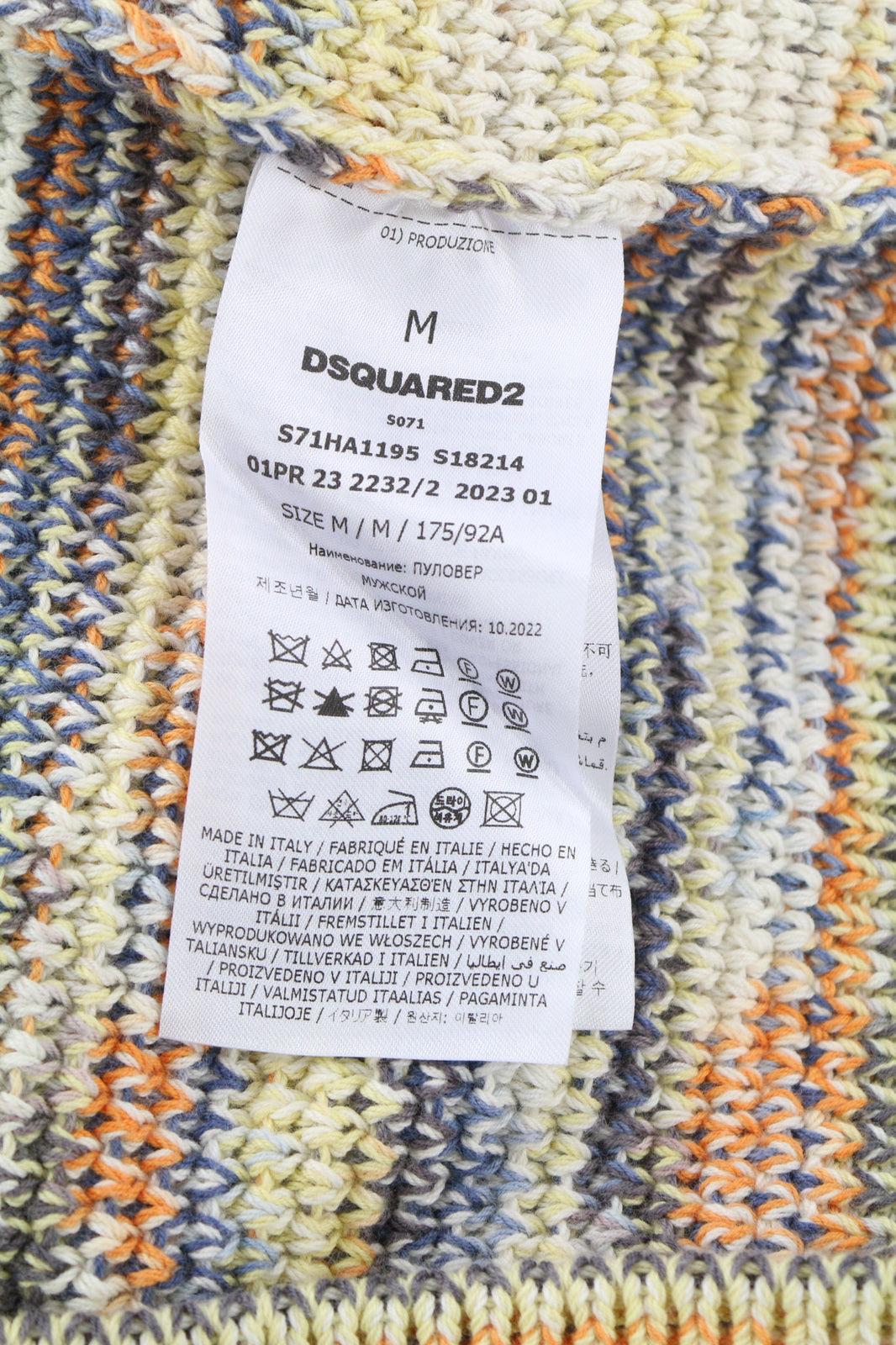 DSQUARED2 moteriškas megztinis M dydžio, įvairiaspalvis, grynos medvilnės megztinis ilgomis rankovėmis 