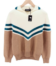 DSQUARED2 moteriškas megztinis M rudas vilnos mišinio polo marškinėliai ilgomis rankovėmis su apykakle 