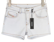 DIESEL De-Lyla 09C06 moteriški šortai W26 šviesiai mėlyni džinsiniai šortai su užtrauktuku ir logotipu, laisvalaikio stiliaus. 