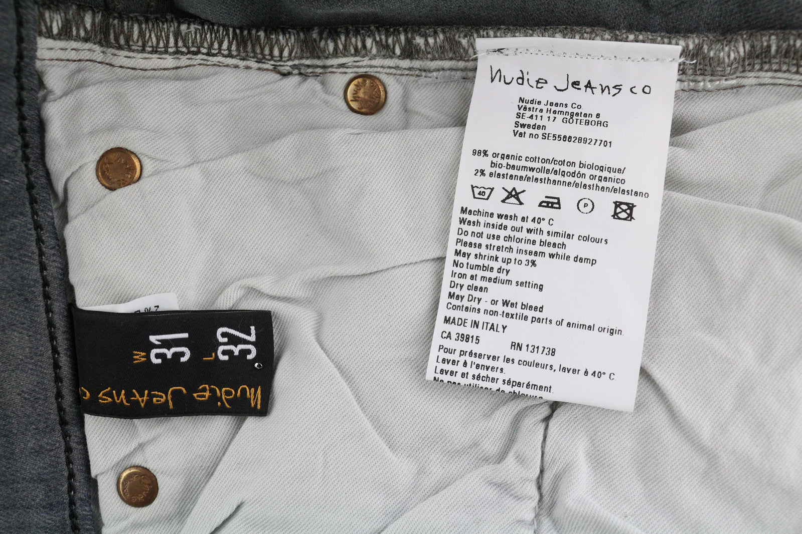 NUDIE JEANS Tight Long John Men Jeans W31/L32 Organic Charcoal Slim Fit Faded