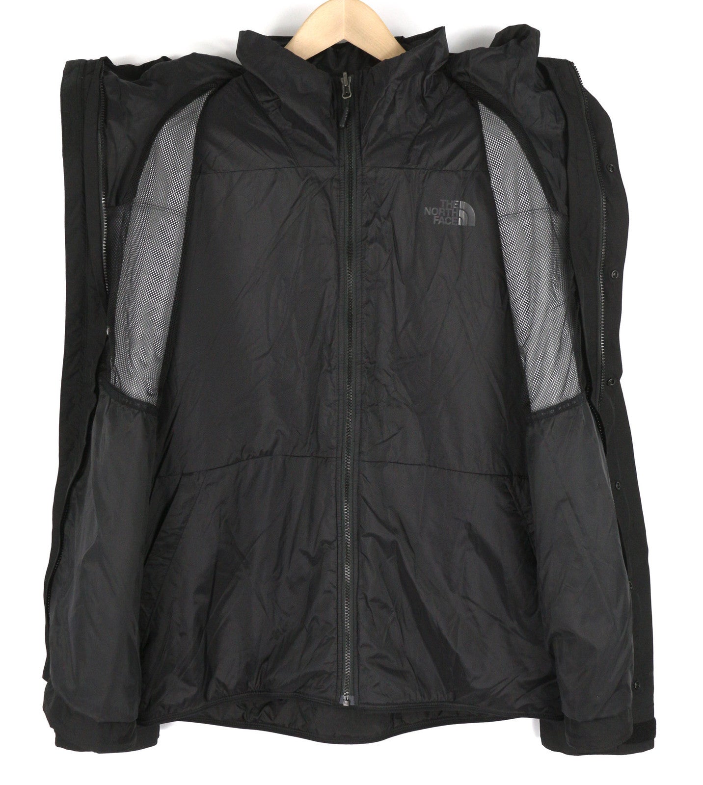 THE NORTH FACE vyriška striukė XL dydžio su išimamu pamušalu ir užtrauktuku, juoda 