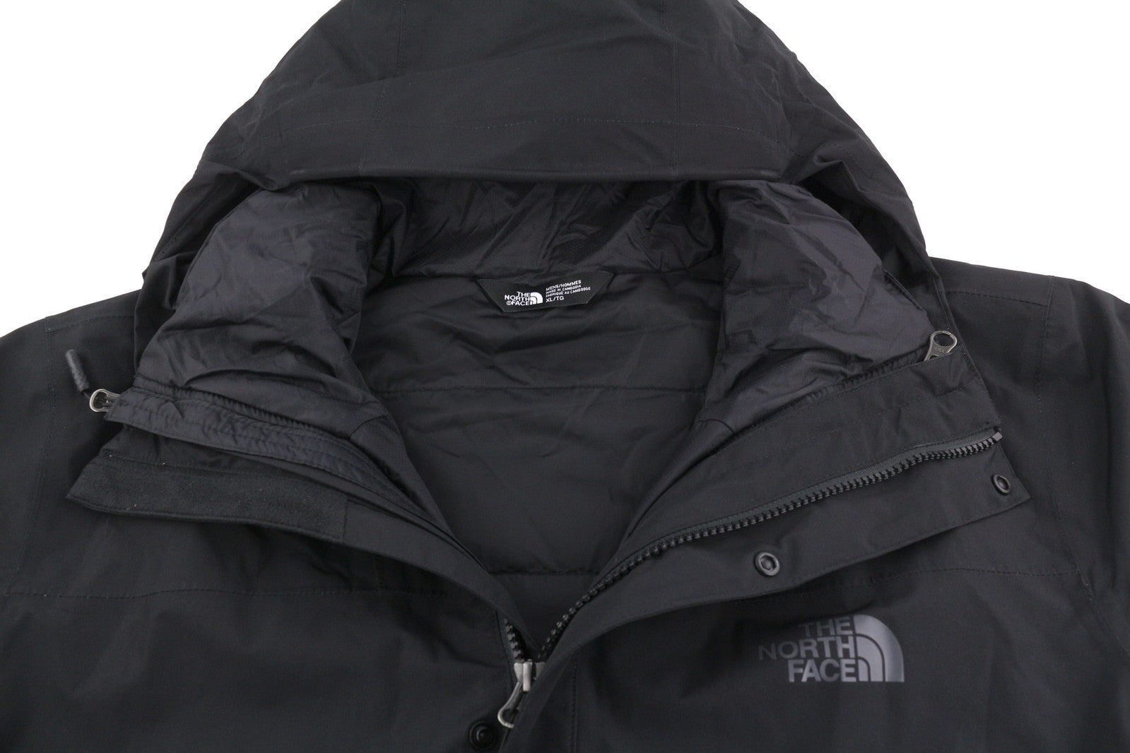 THE NORTH FACE vyriška striukė XL dydžio su išimamu pamušalu ir užtrauktuku, juoda 
