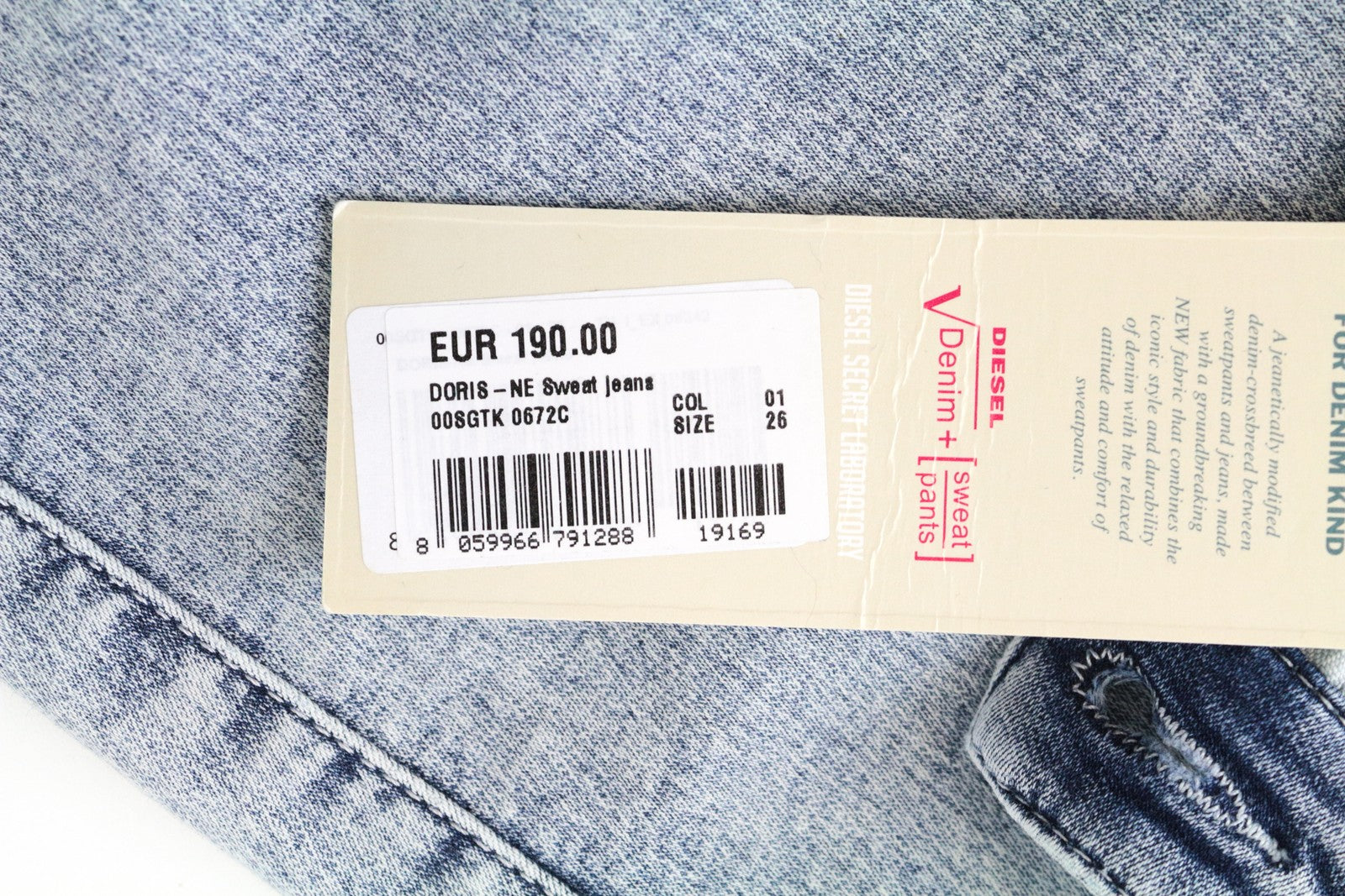 DIESEL Doris-Ne 0672C W26 Jogg Slim Skinny Light Blue Stretch Denim Women's