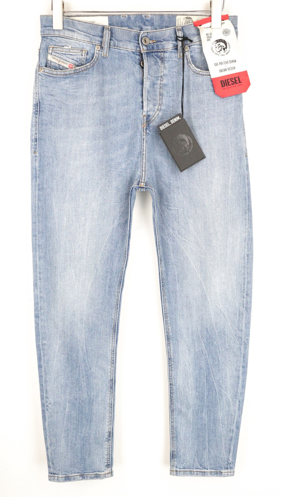 DIESEL D-Vider 081AL W28 L30 vyriški mėlyni morkų kirpimo tamprūs lengvi džinsai 