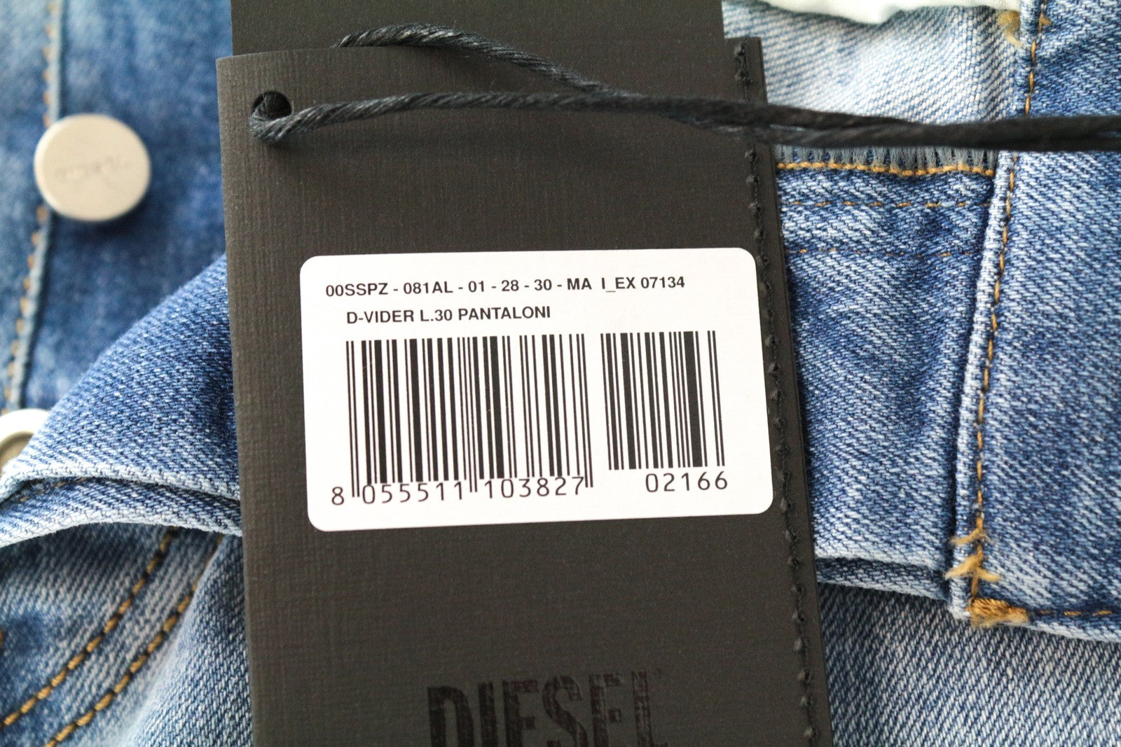 DIESEL D-Vider 081AL W28 L30 vyriški mėlyni morkų kirpimo tamprūs lengvi džinsai 